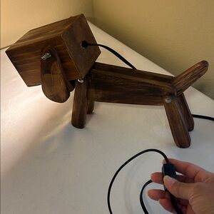 Unique Wooden Dog-Shaped Table Lamp